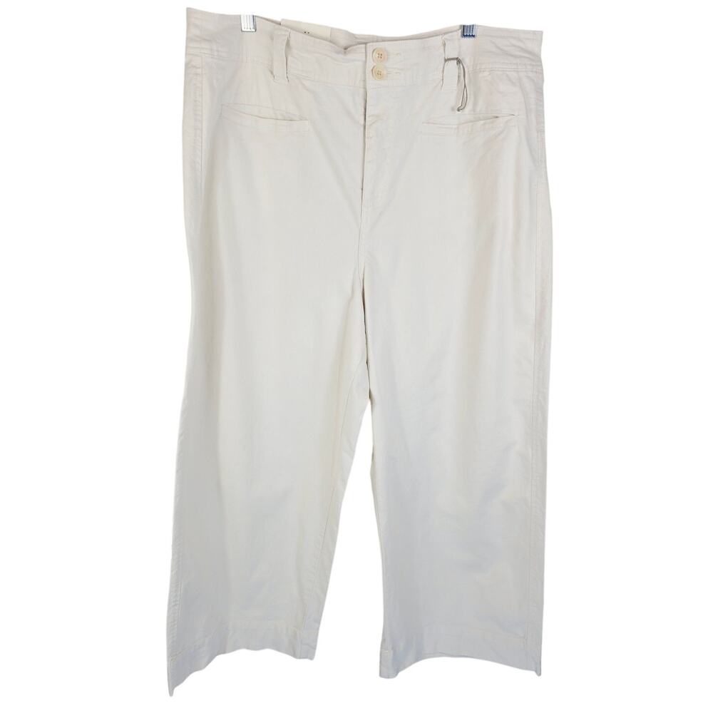 A New Day Off-White Wide Leg Crop Relaxed Hip Thigh Stretch Womens Pants 16R NWT
